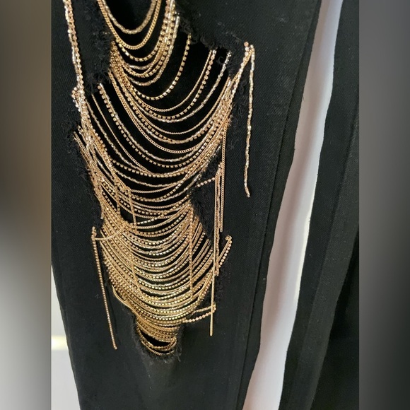 NEW Retrofete Marlowe gold embellished black Jean - Picture 6 of 9